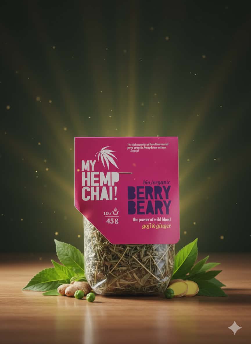 MY HEMP CHAI! BERRY BEARY: Orgaaniline Kanepi Masala Tee Marjadega (45 g)