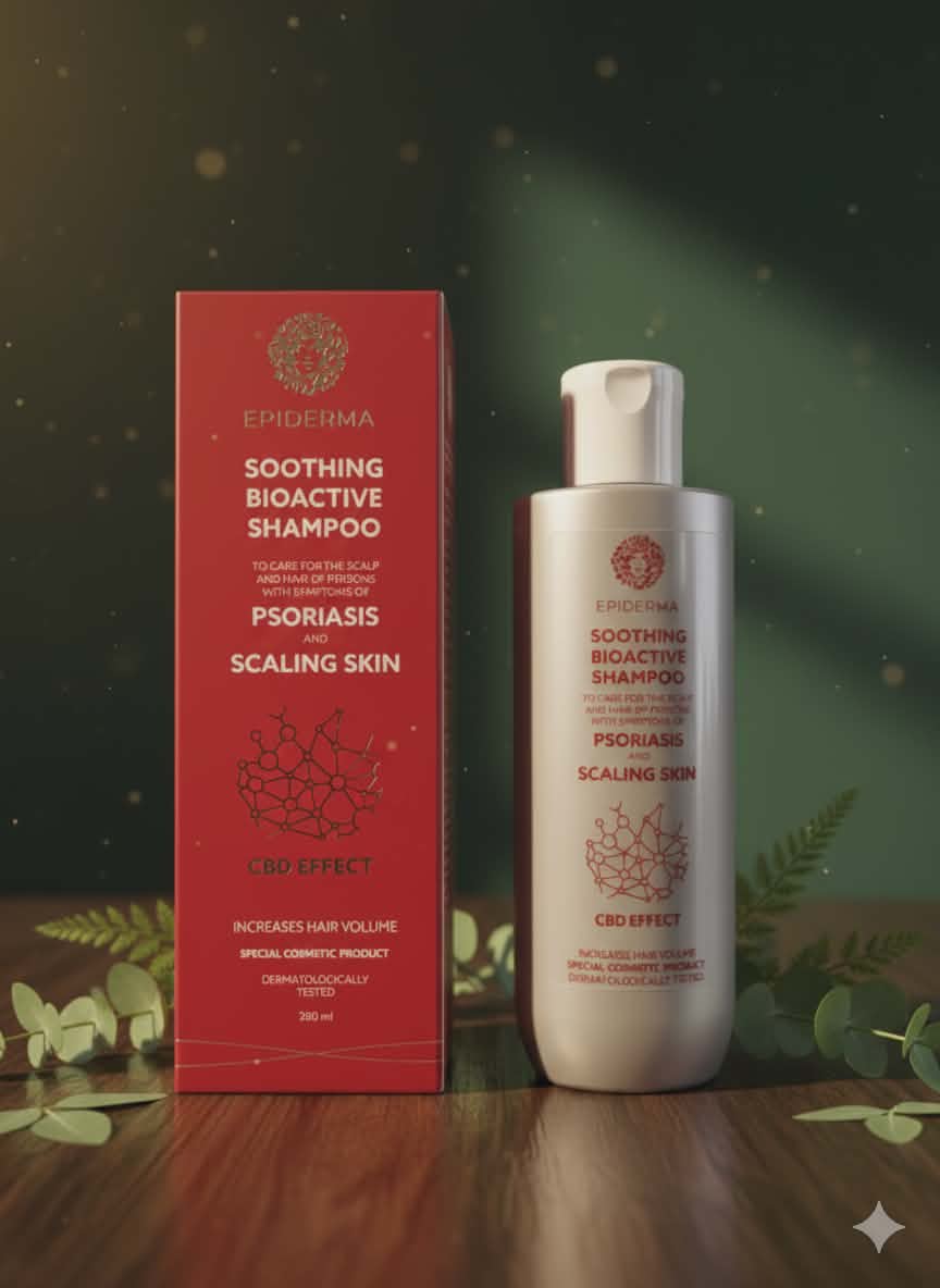 EPIDERMA – Rahustav bioaktiivne šampoon CBD-ga psoriaasi ja ketendava peanaha jaoks, 200 ml